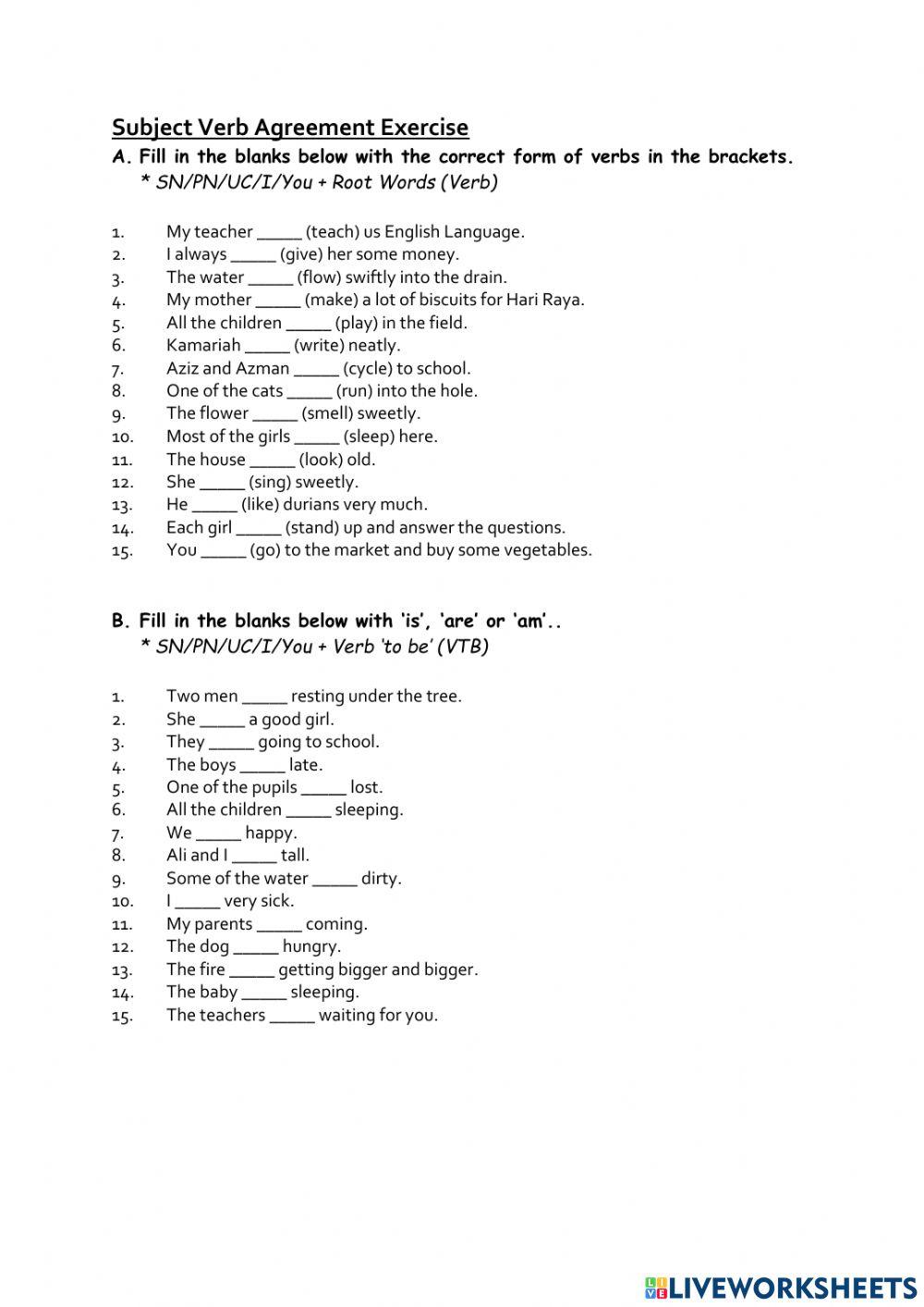 Subject Verb Agreement