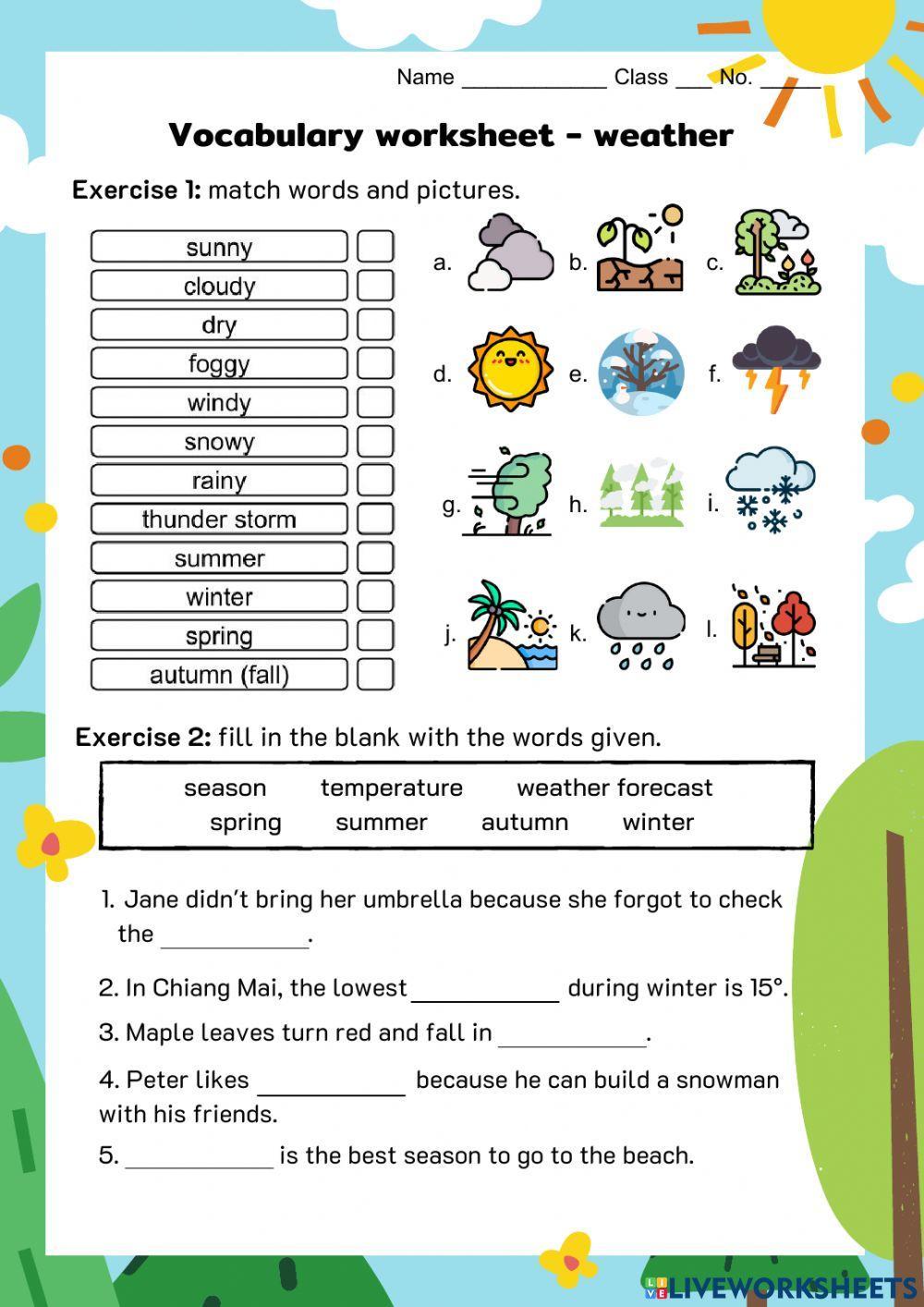 vocabulary worksheet - weather