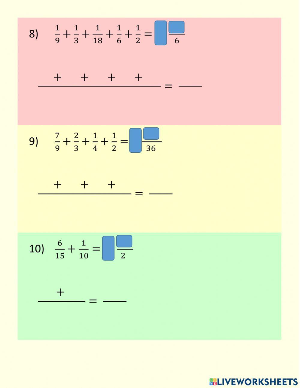 Adición de fracciones