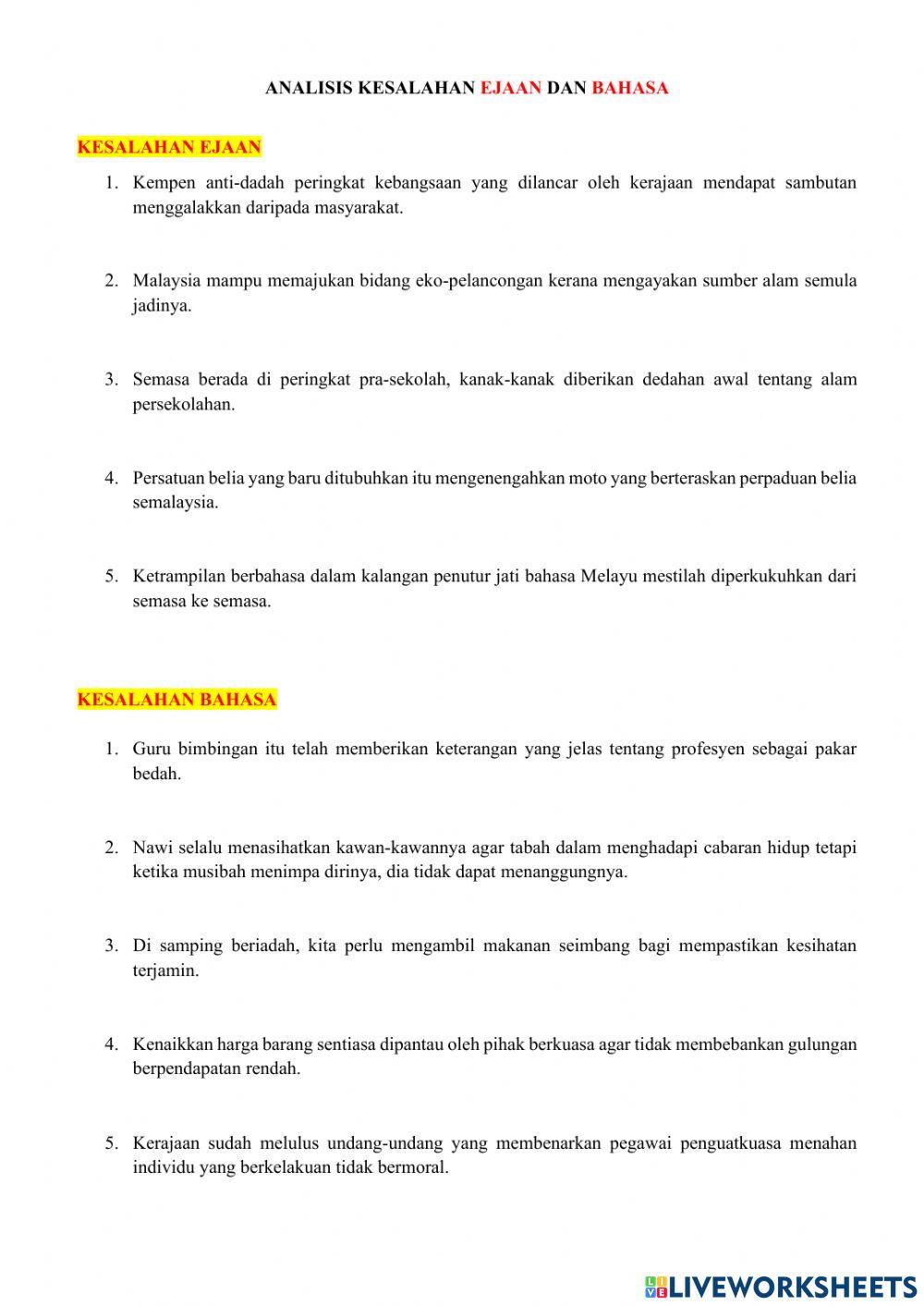 Kesalahan ejaan dan bahasa