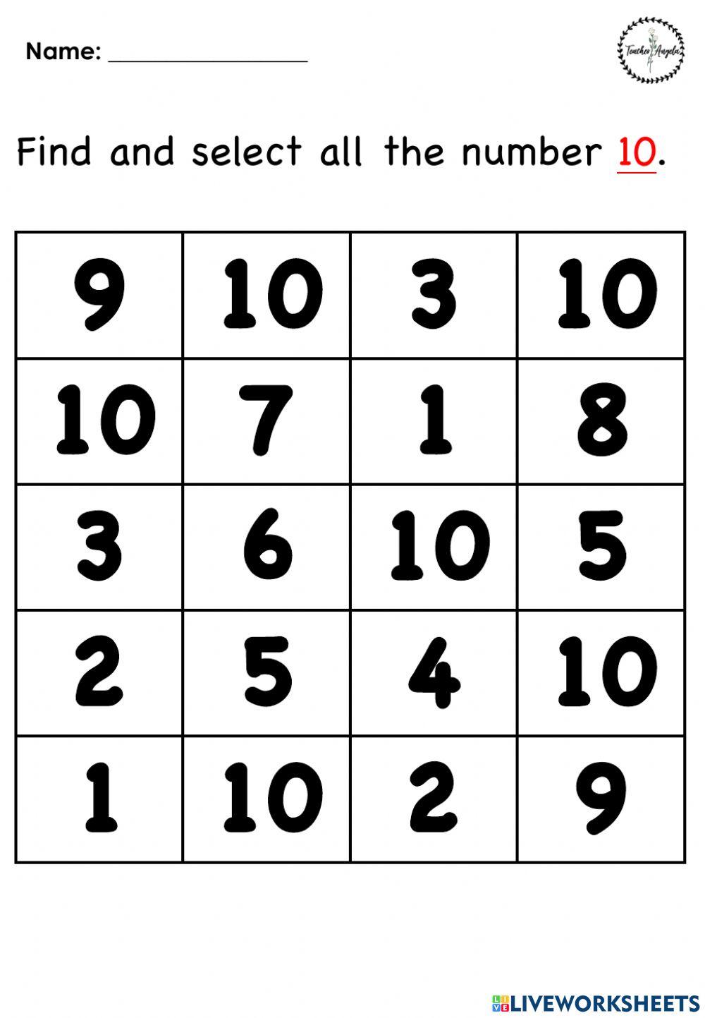 Find the number 10 Find the number 10