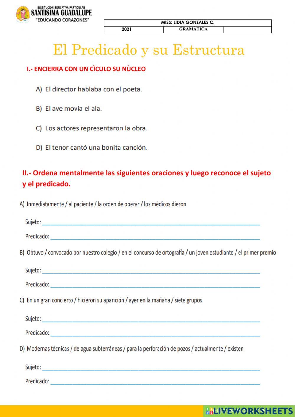 El predicado y su estructura