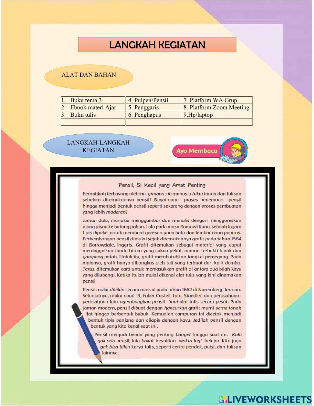 LKPD Tema 3 Sub tema 3 Pembelajaran 1