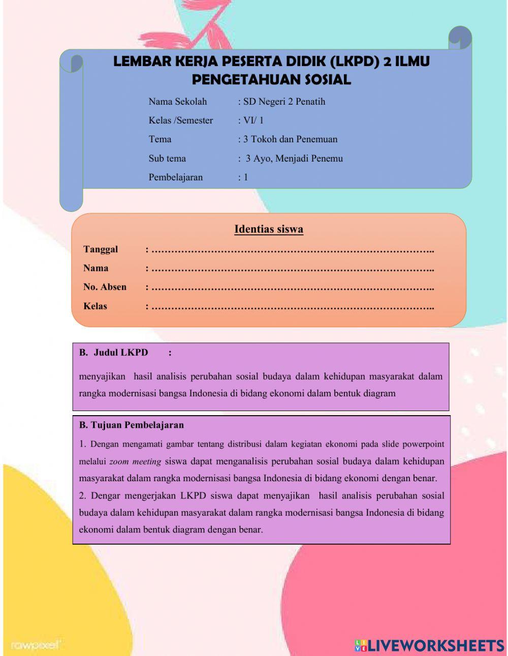 LKPD Tema 3 Sub tema 3 Pembelajaran 1