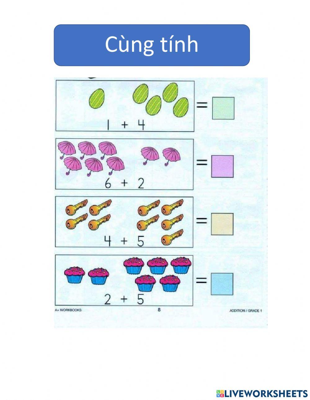 Bài tập toán cộng, so sánh