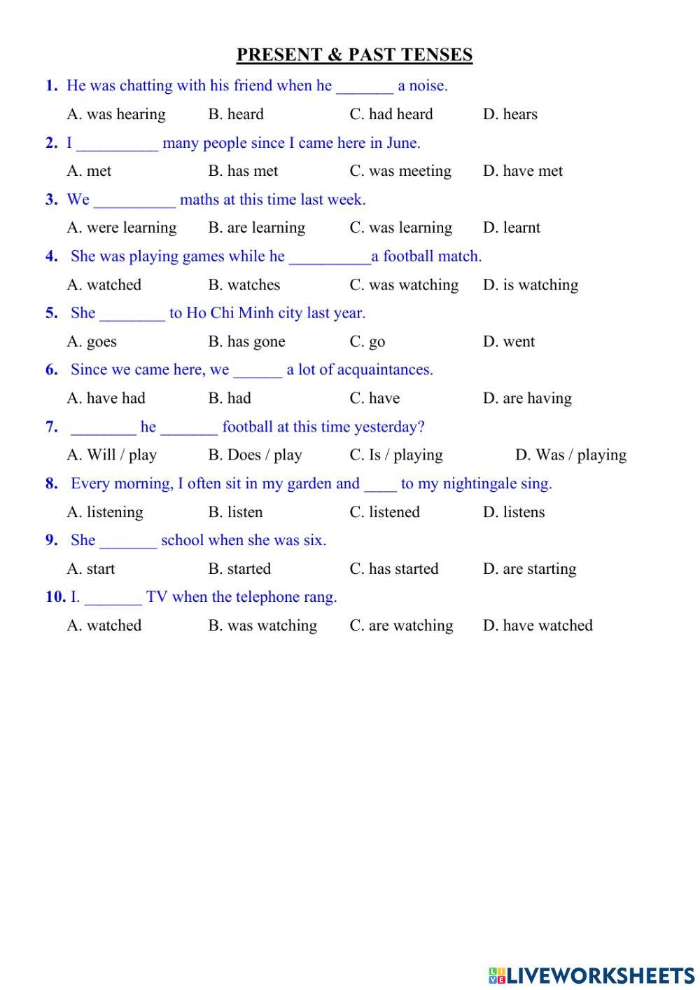 PRESENT and PAST TENSES