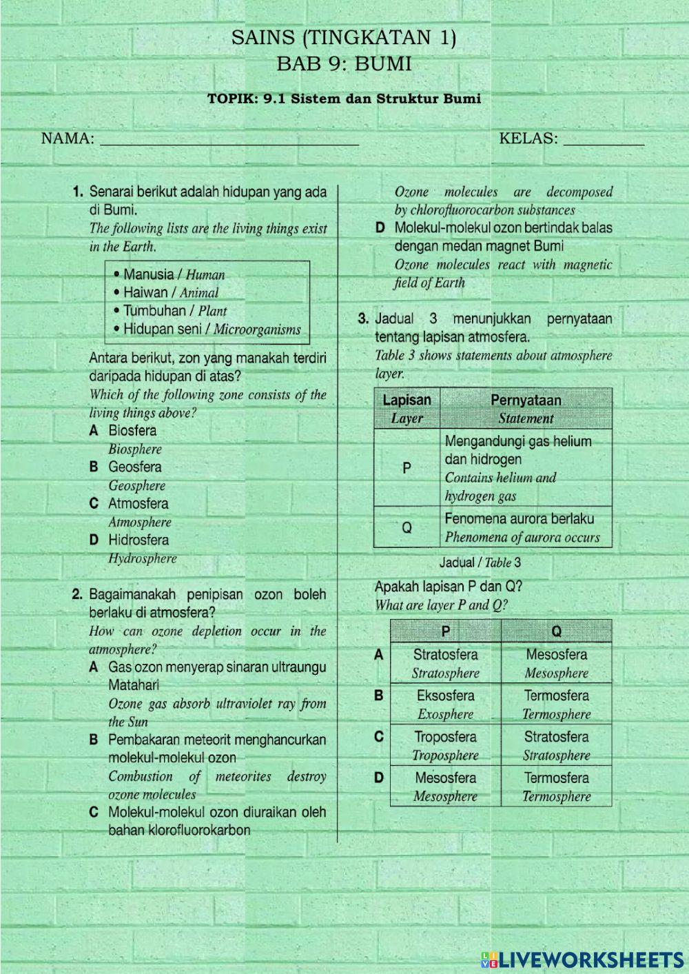 9.1 Sistem dan Struktur Bumi