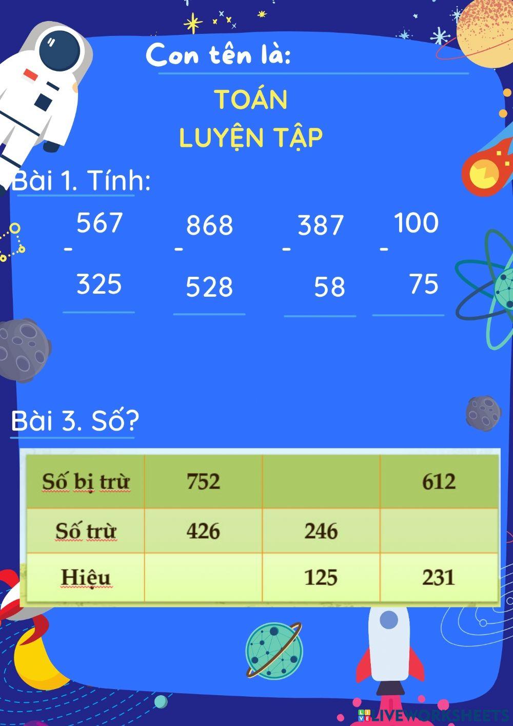 Toán 3 Luyện tập trang 8 Toán 3 Luyện tập trang 8
