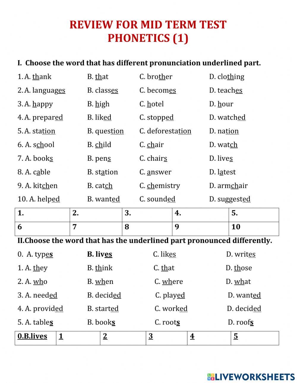 English 7 free activity | Live Worksheets