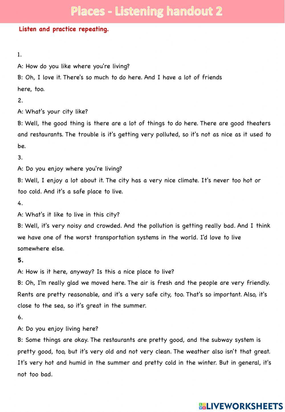 Places Listen and Repeat Ws1