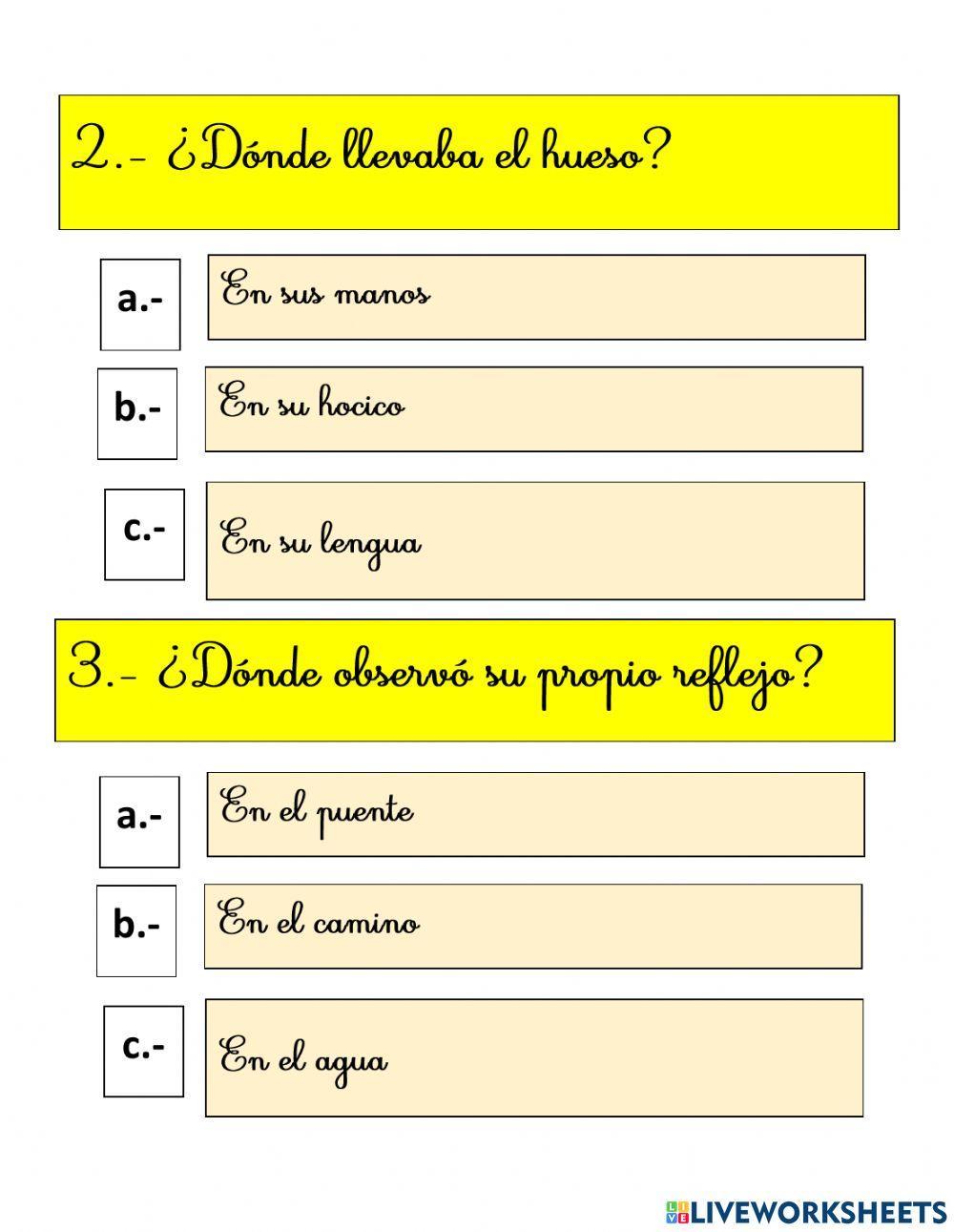 Comprension lectora:el perro y su reflejo