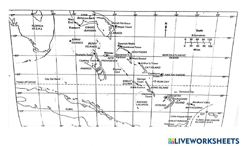 Where Is The Bahamas- Part B- Longitudes and Latitudes