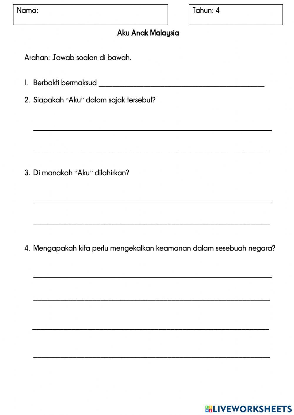 BM SJKC Tahun 4 : Aku Anak Malaysia