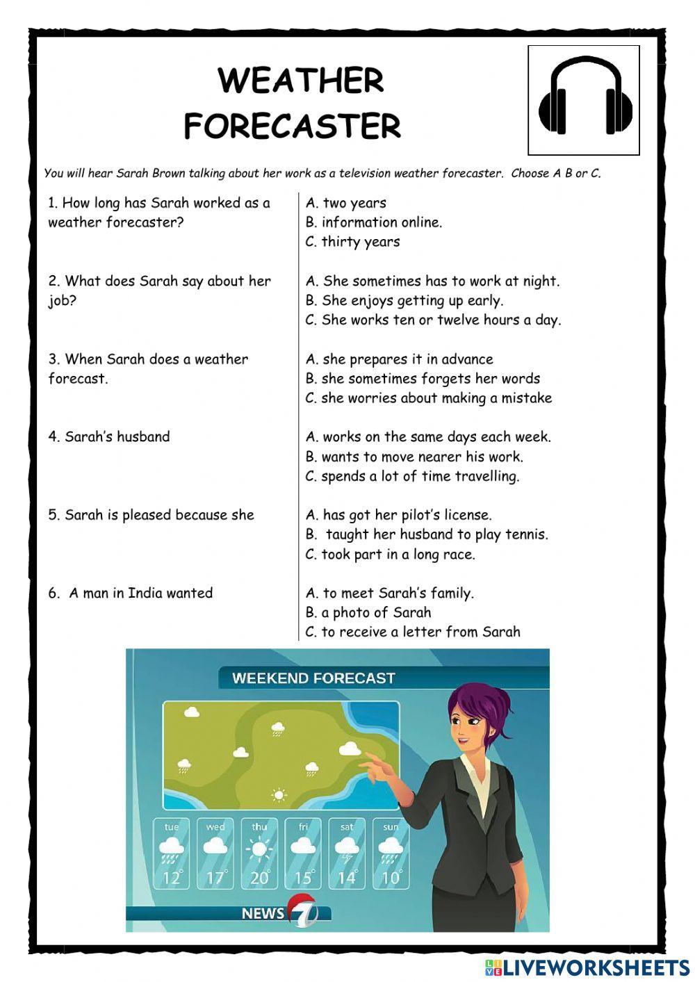 Weather Forecaster PET Listening