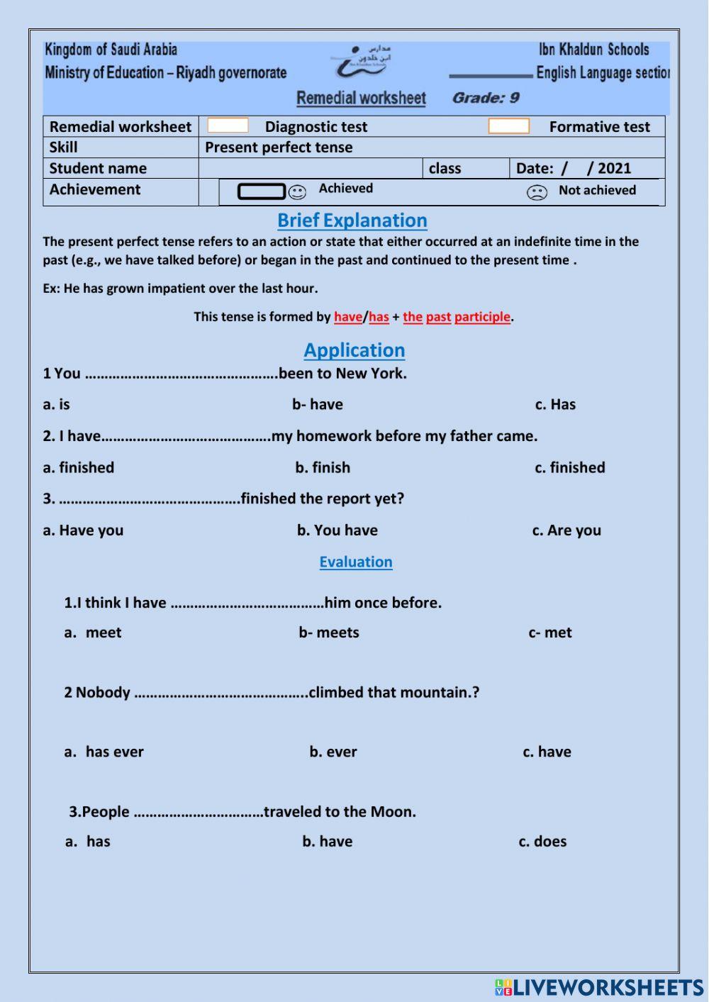 SG5 Grammar worksheet 4