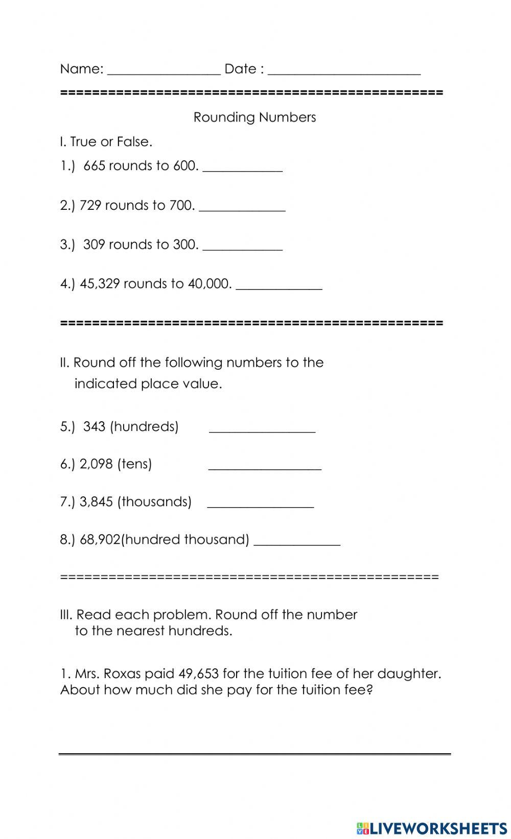 Rounding Off Numbers 4