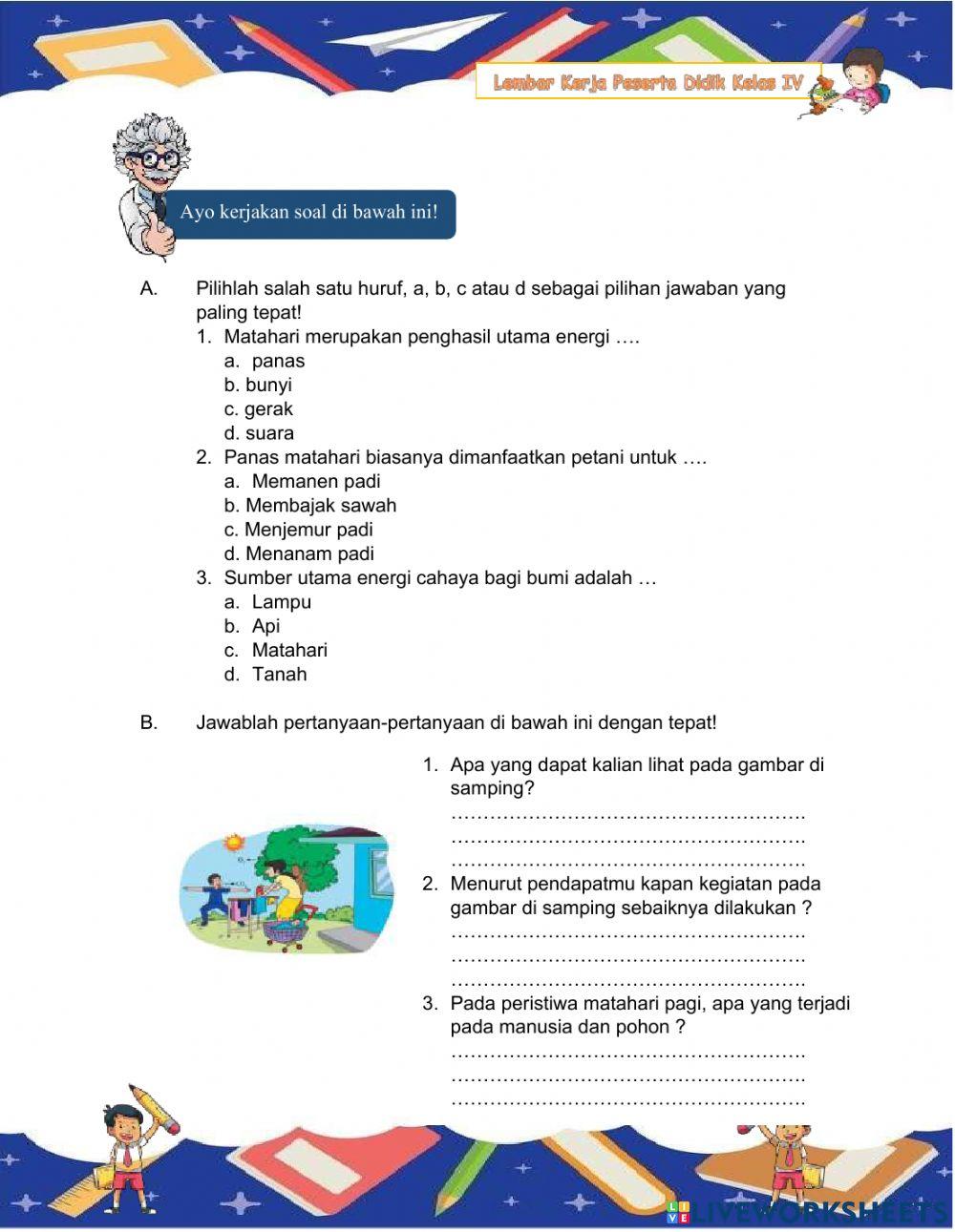 Kelas IV Semester 1 Tema 2 Selalu Berhemat Energi Subtema 1 Sumber Energi Pembelajaran 1