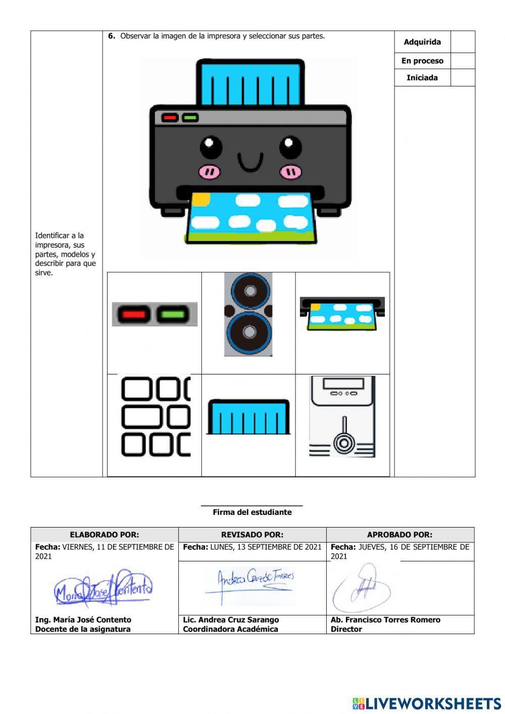 Evaluación de Computación Primero del Tercer Parcial del Primer Quimestre