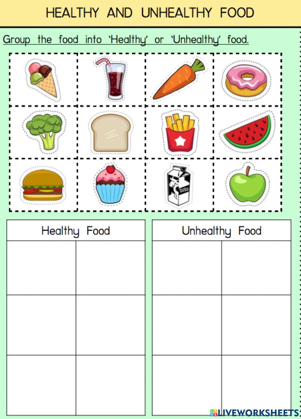 Healthy and unhealthy food