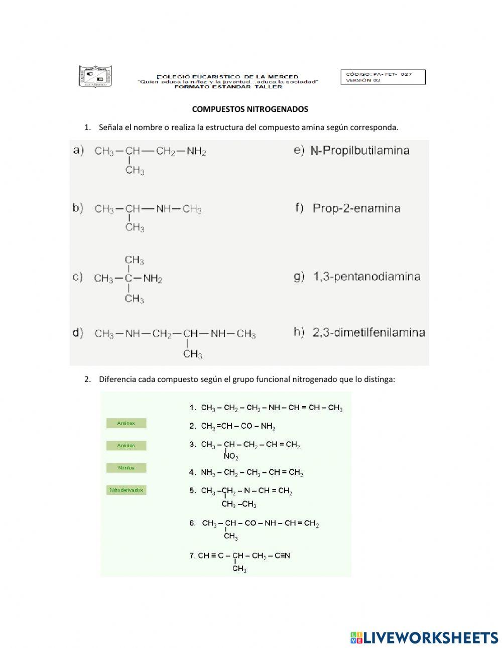 Nomenclatura de aminas
