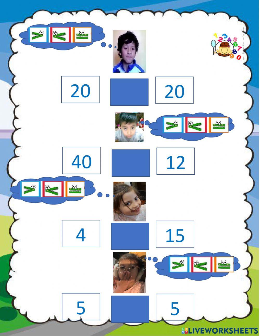 Mayor, menor e igual que