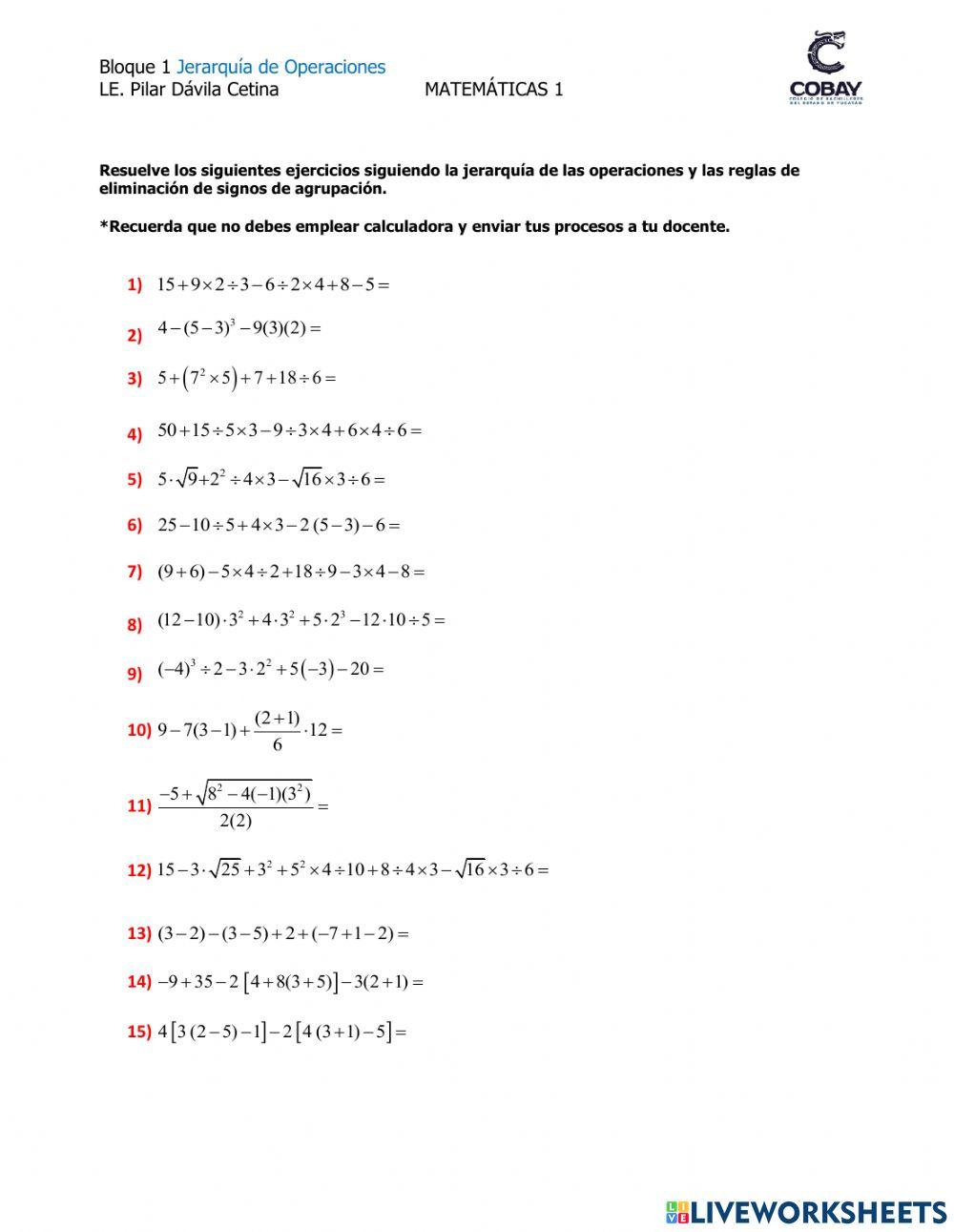 Ada 3 jerarquía de operaciones