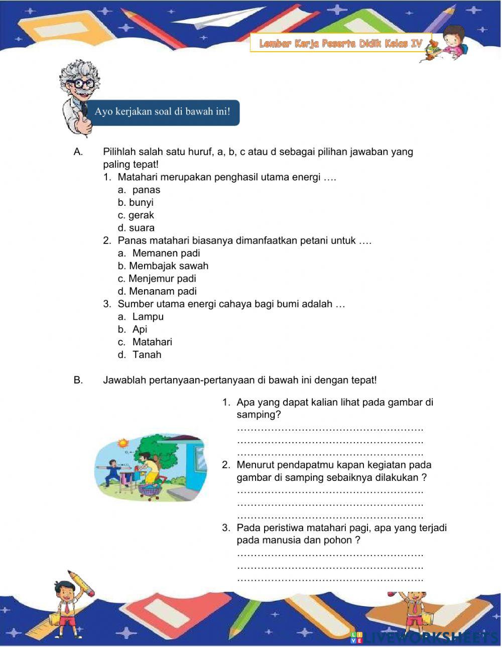 Kelas IV Semester 1 Tema 2 Selalu Berhemat Energi Subtema 1 Sumber Energi Pembelajaran 1
