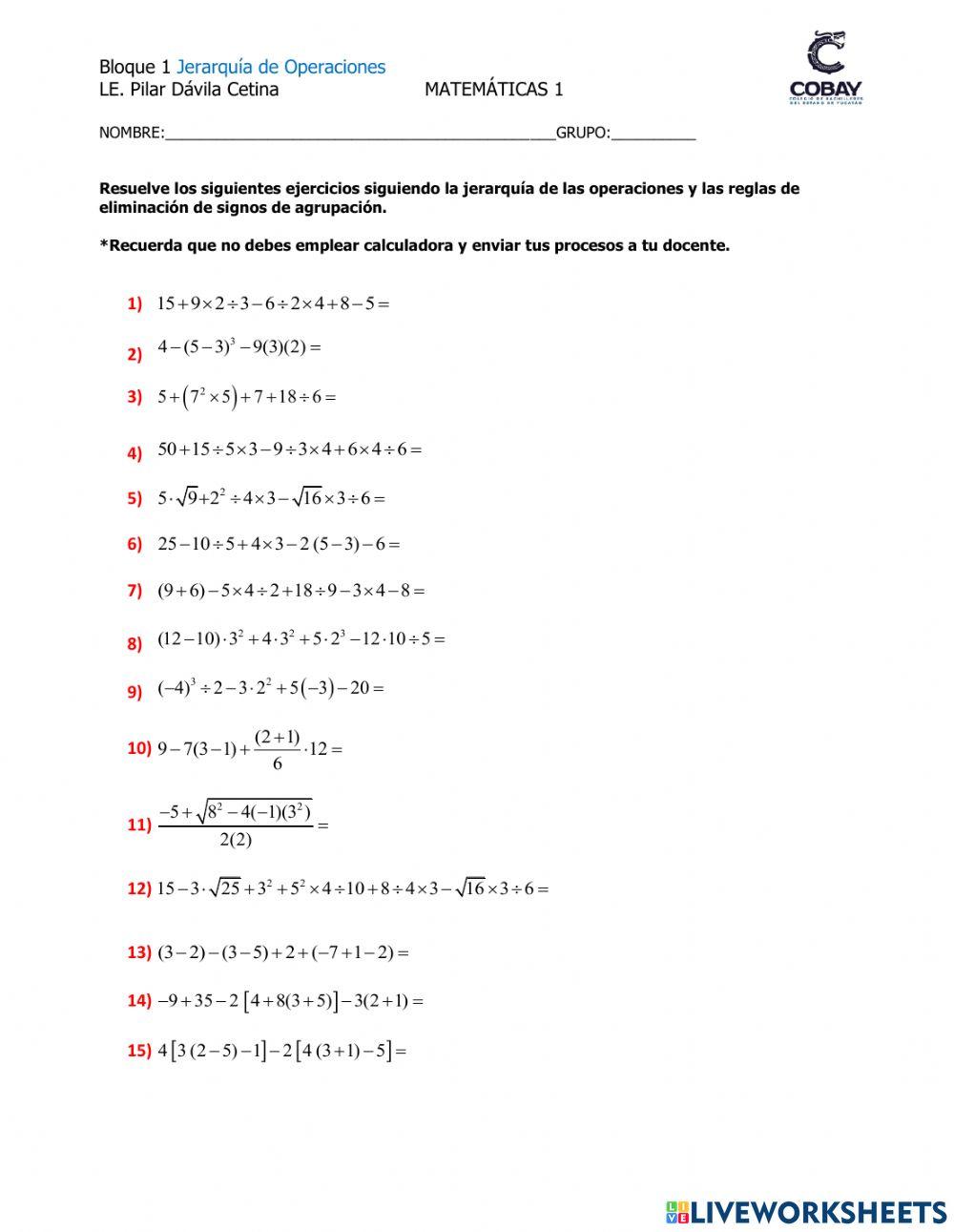 Ada 3 jerarquía de operaciones