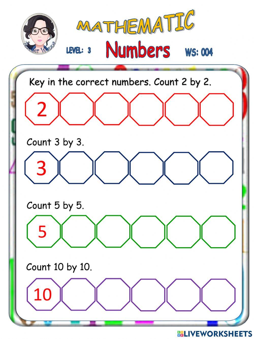 NUMBERs online exercise for K2 Live Worksheets
