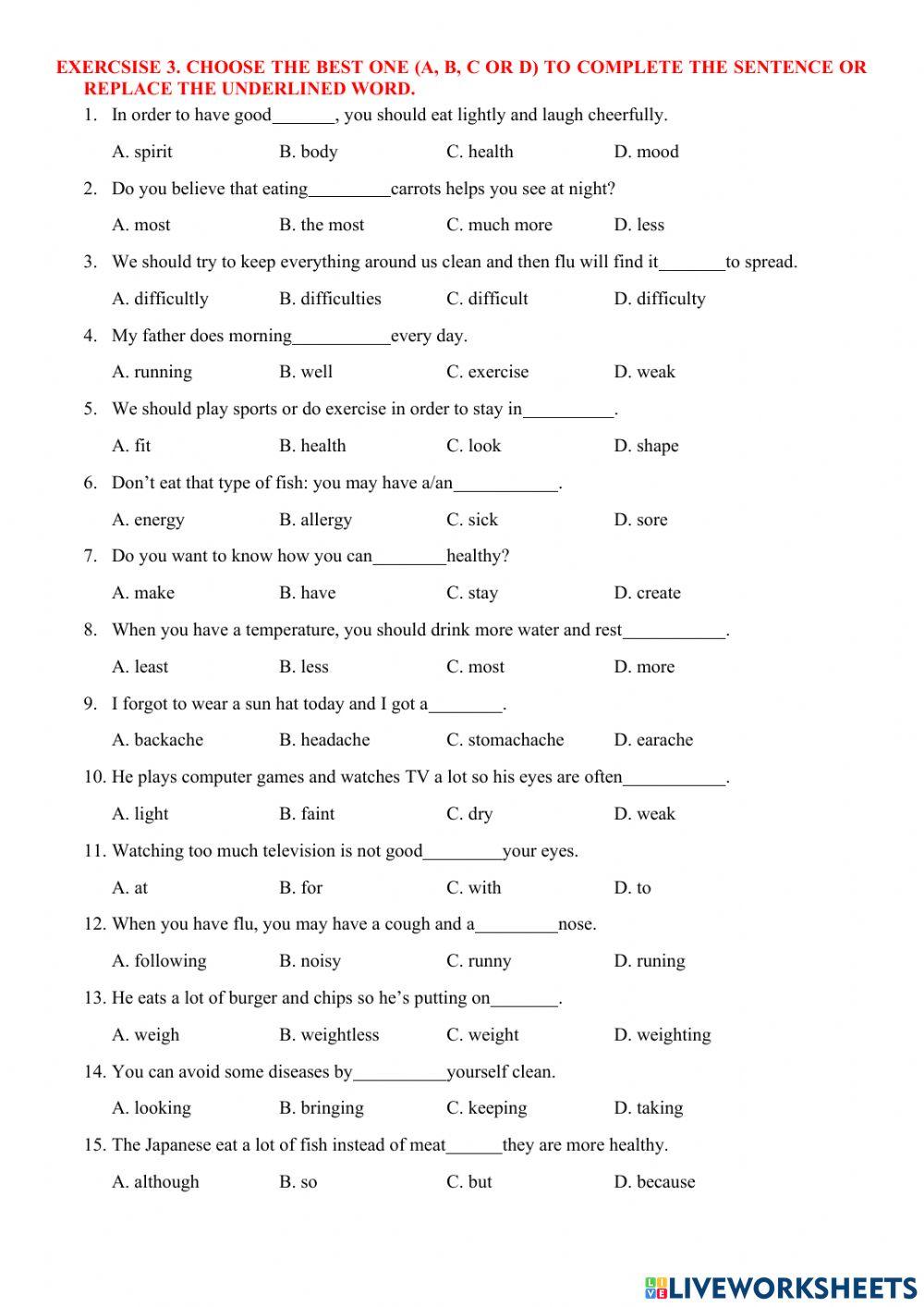 Extra ex unit 2 garde 7 health