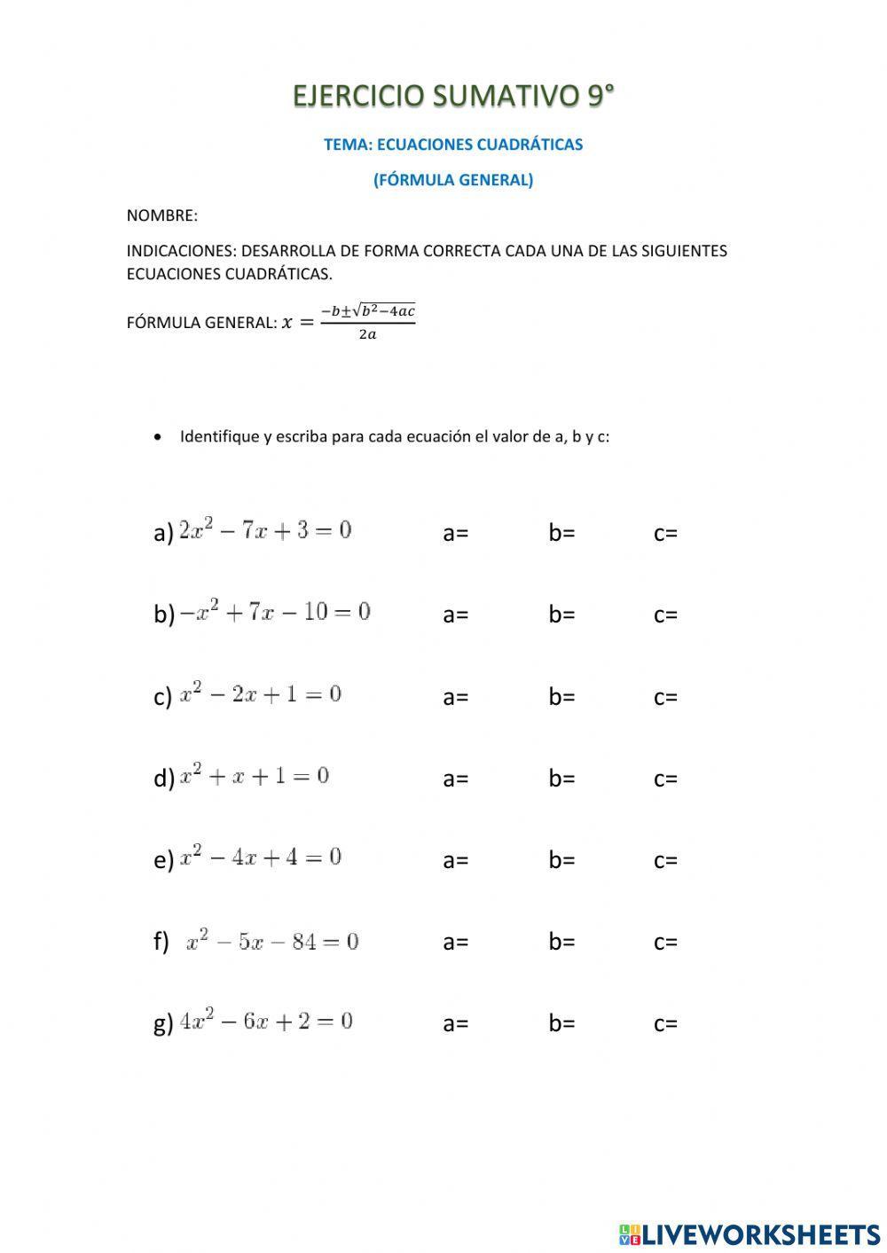 Ecuaciones cuadráticas