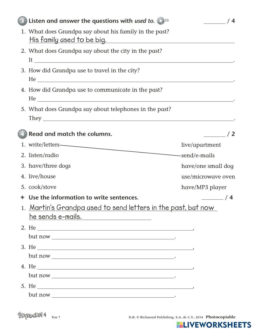 English Test Used to worksheet Live Worksheets