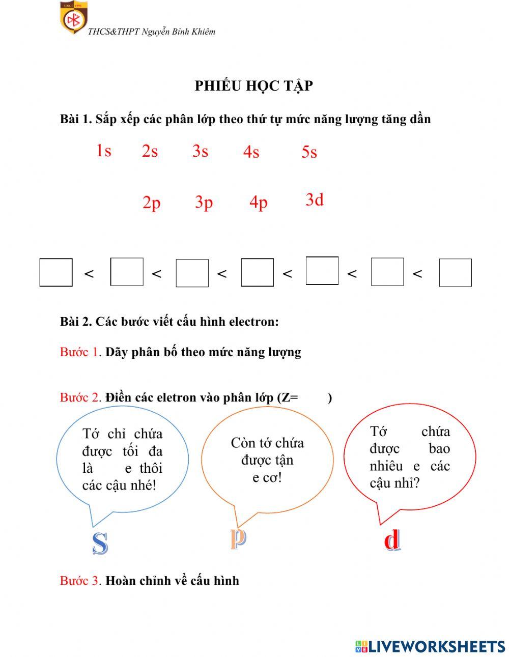 Luyện tập cấu tạo vỏ nguyên tử