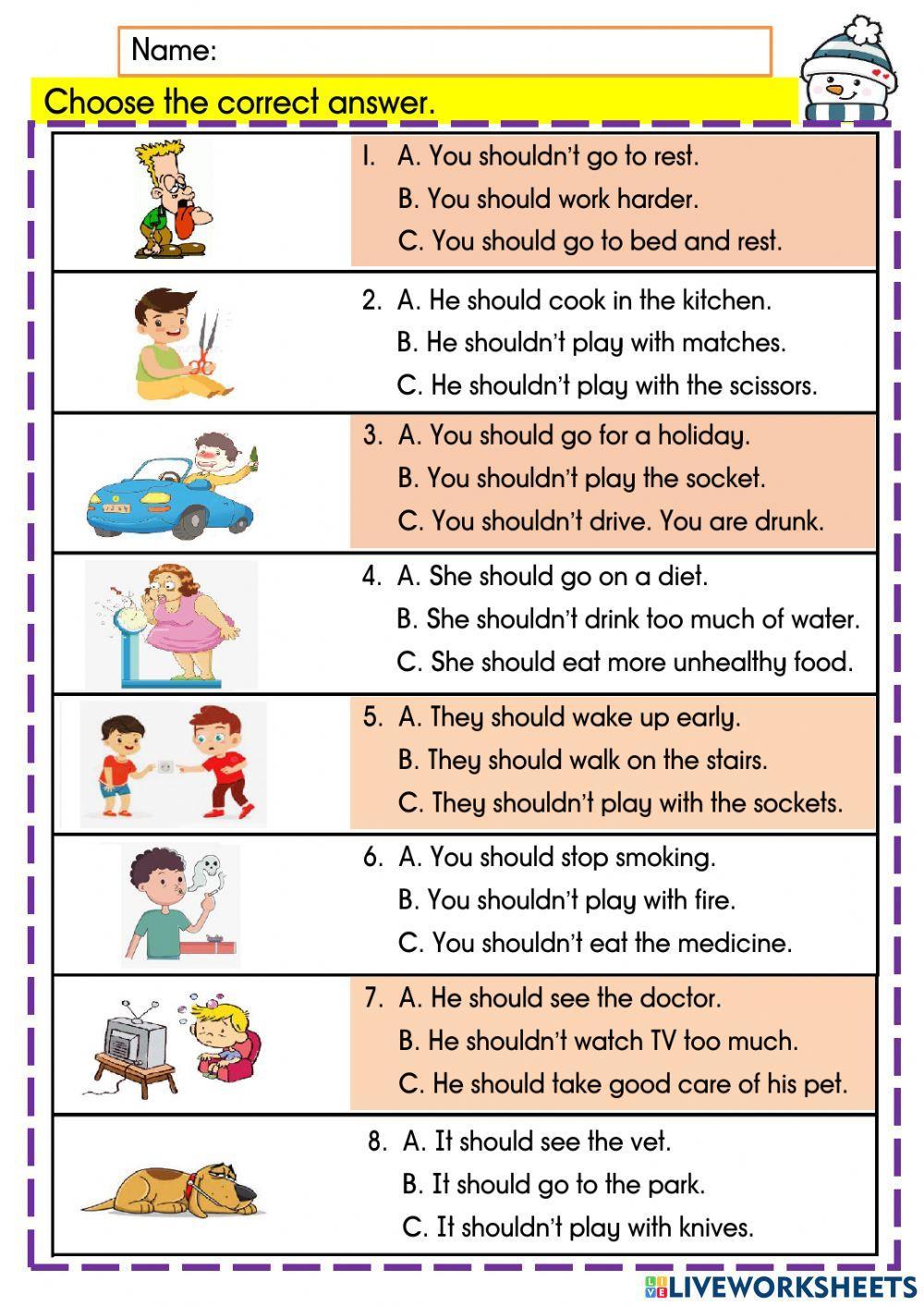 English Year 4 module 10 - should- shouldn't