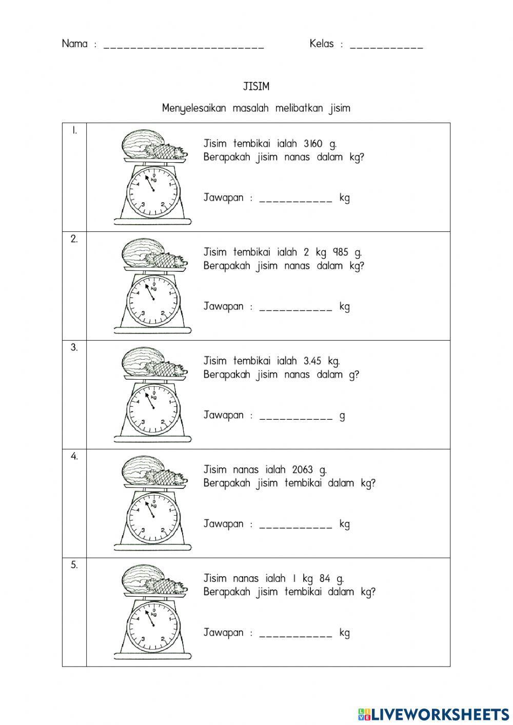 Menyelesaikan masalah melibatkan jisim