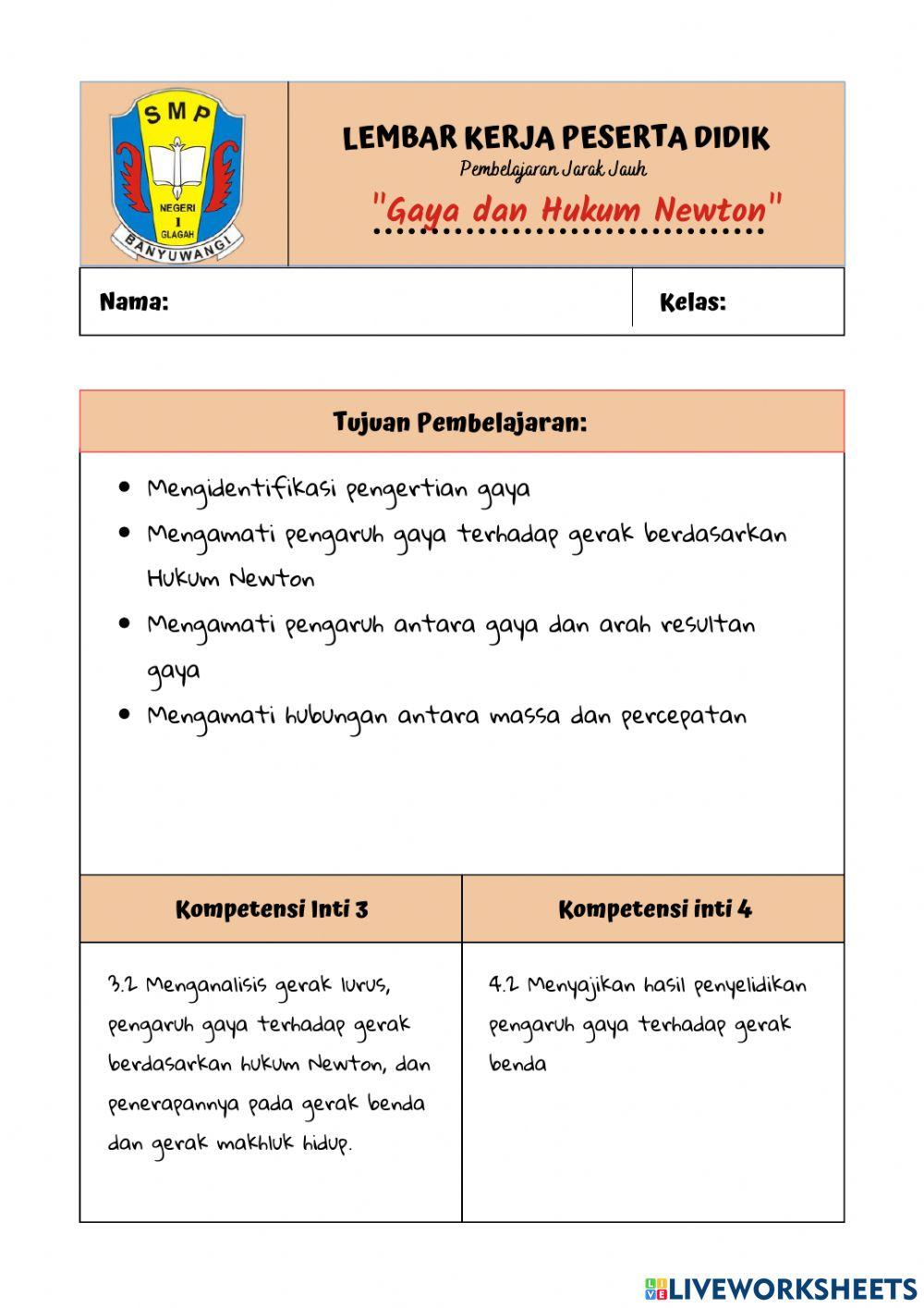 Gaya dan Hukum Newton kelas 8
