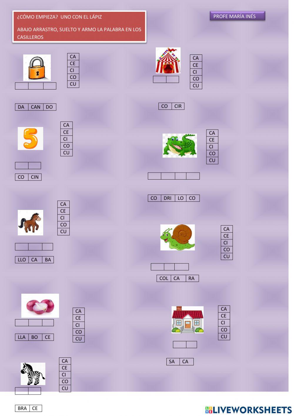 Busco la sílaba, ordeno las silabas para formar la palabra