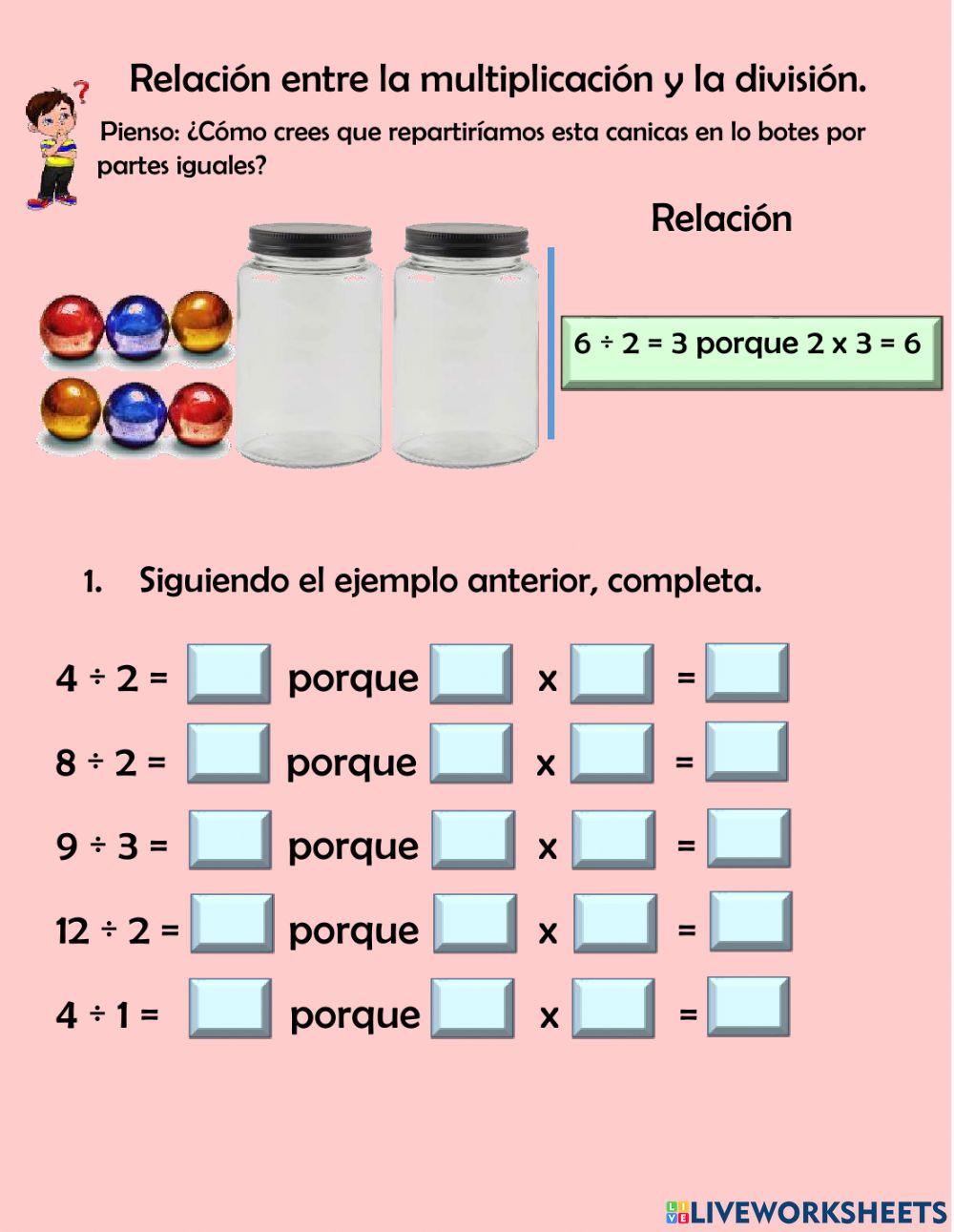 Relación de división y multiplicación