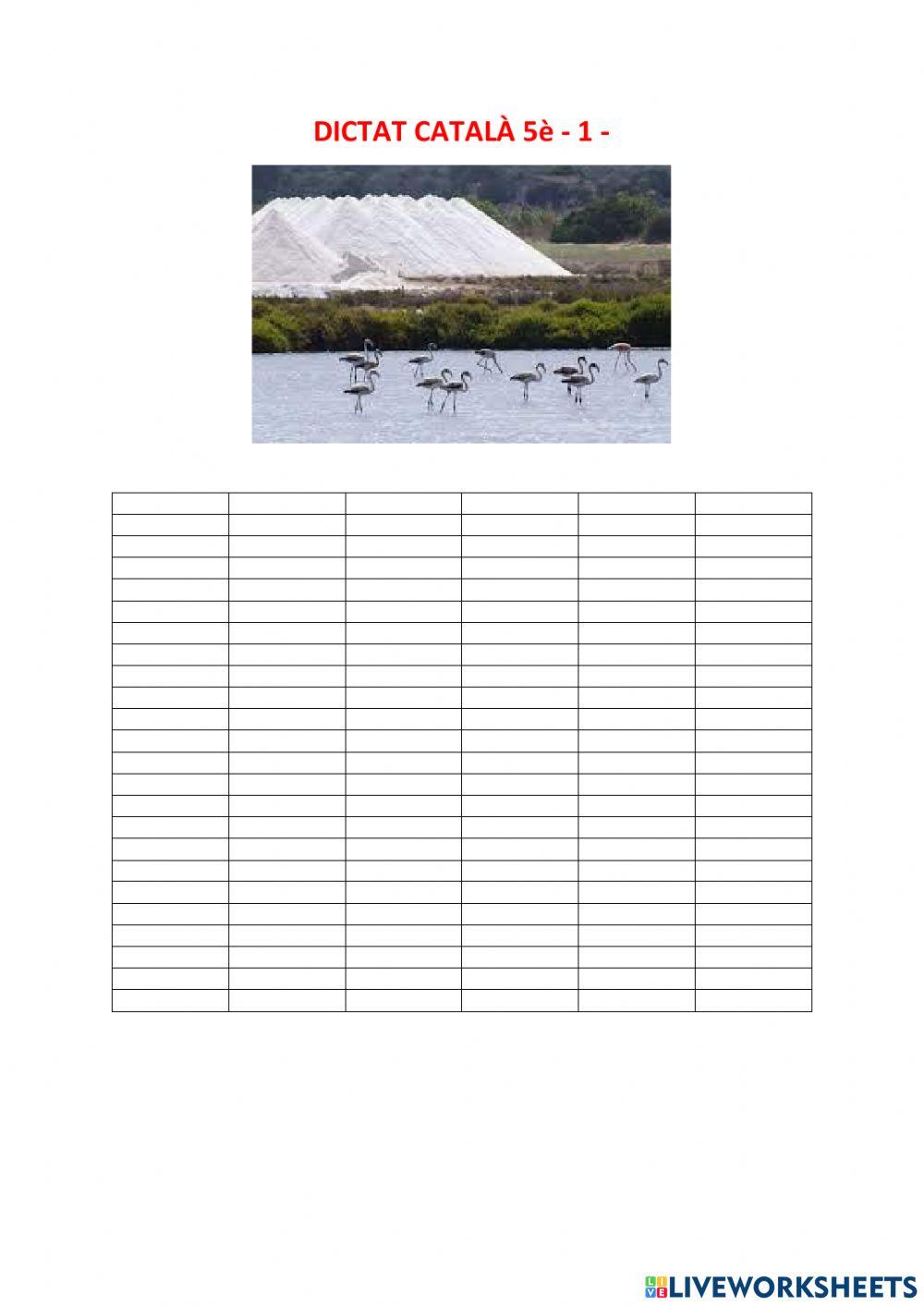 DICTAT CATALÀ 5è -1- Per paraules