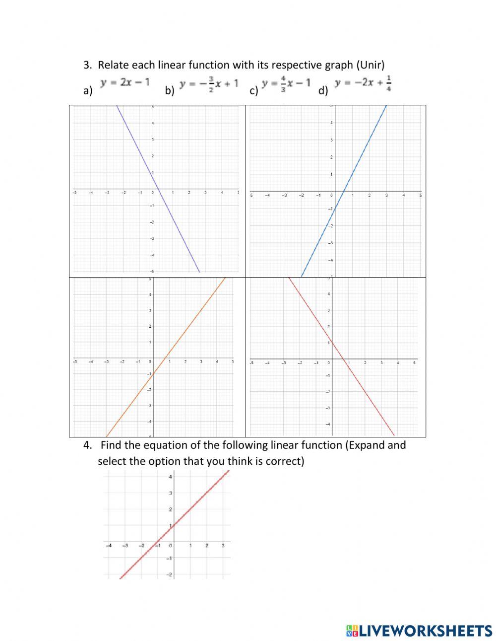 Linear function | Free Interactive Worksheets | 1430314