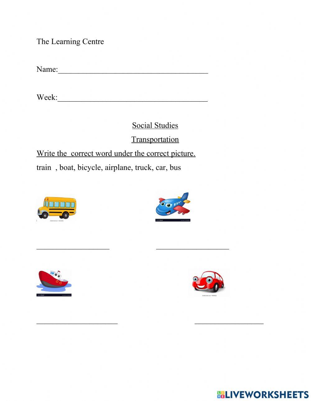 Social Studies Transportation online exercise for | Live Worksheets