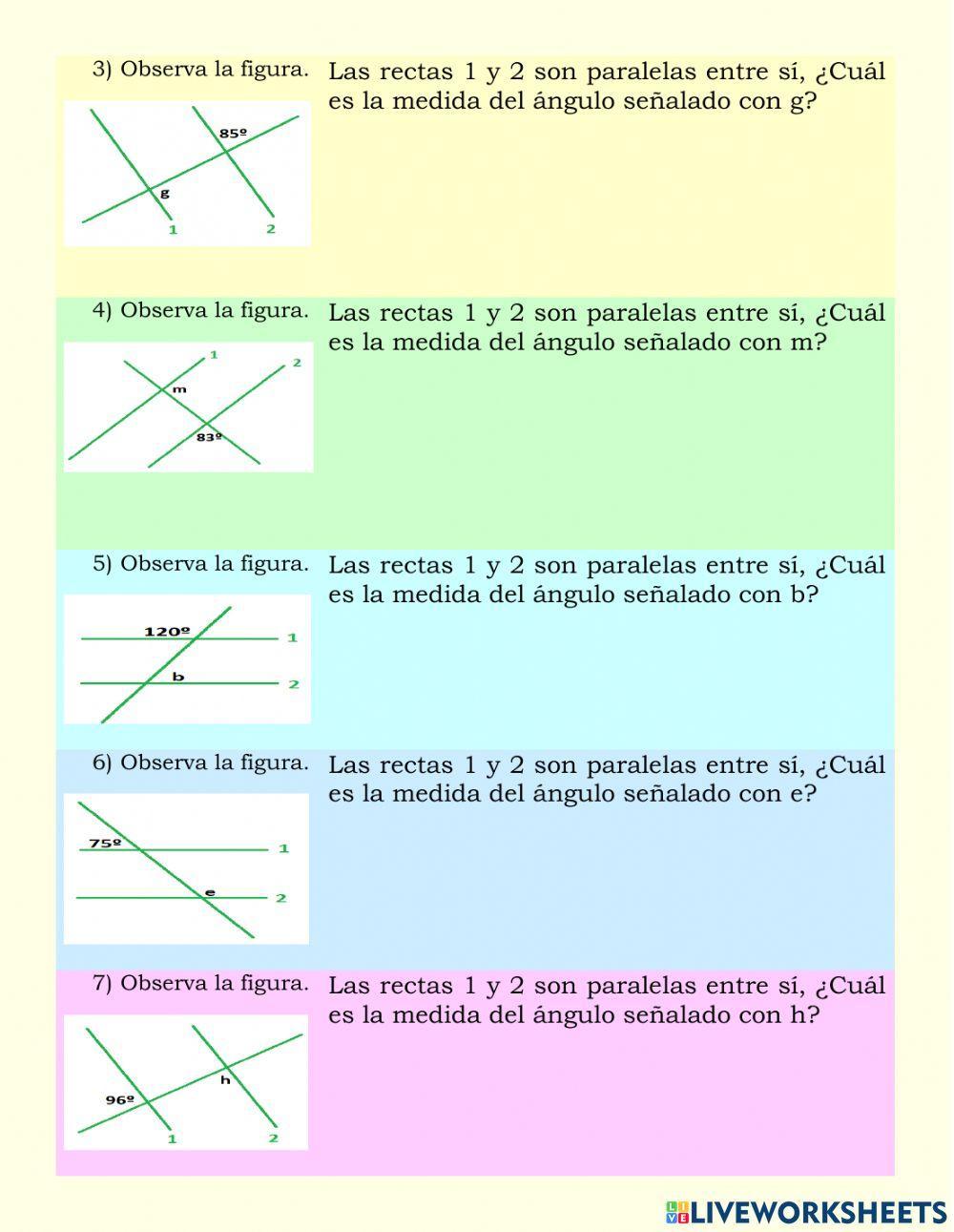Ángulos entre paralelas