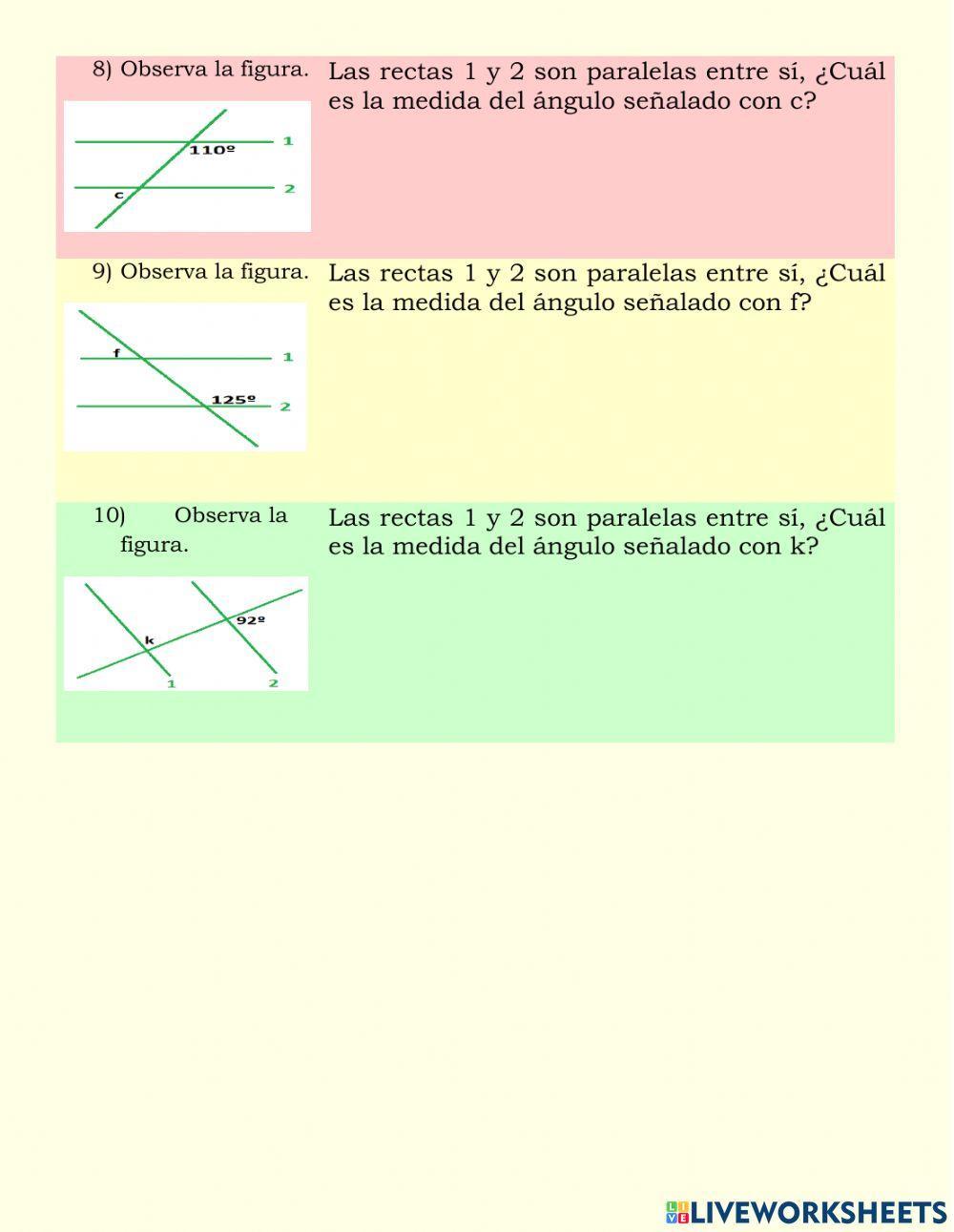 Ángulos entre paralelas