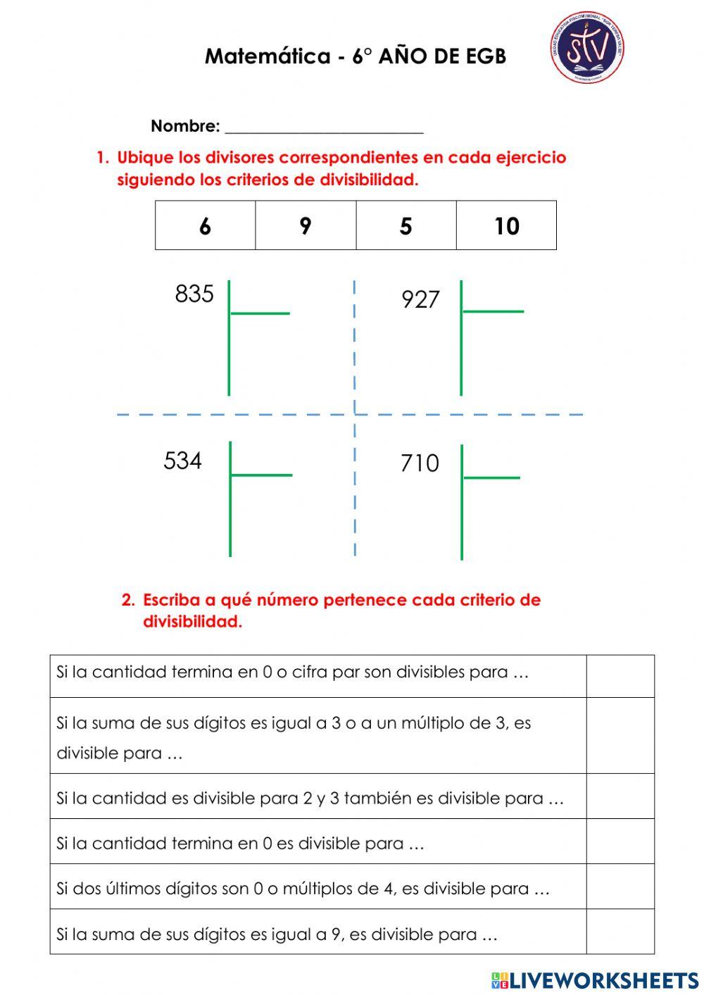 Criterios de divisibilidad