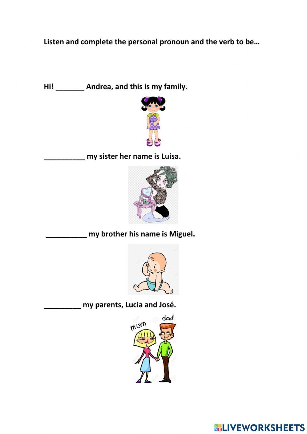 Personal pronouns and verb to be
