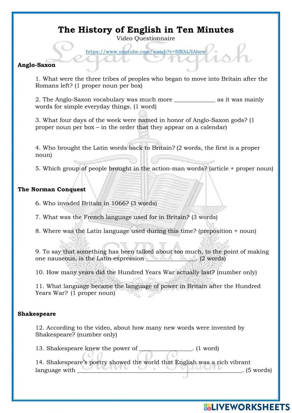 The History of English in Ten Minutes