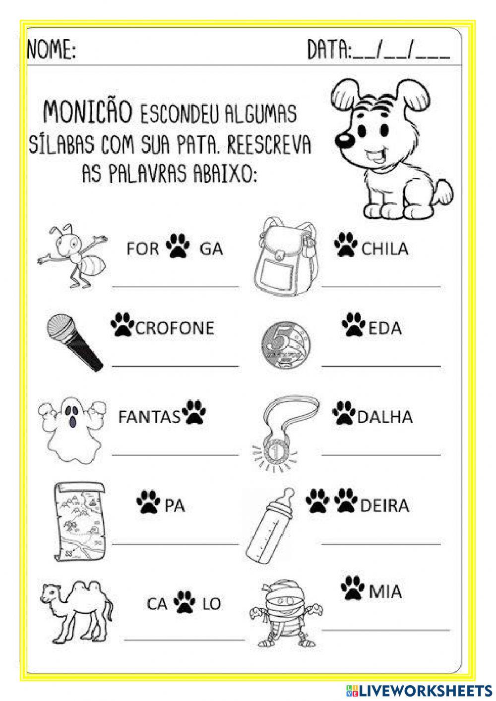 Atividade de português e Matemática