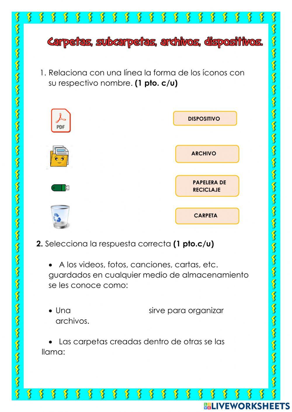 Carpetas, dispositivos, archivos Carpetas, dispositivos, archivos