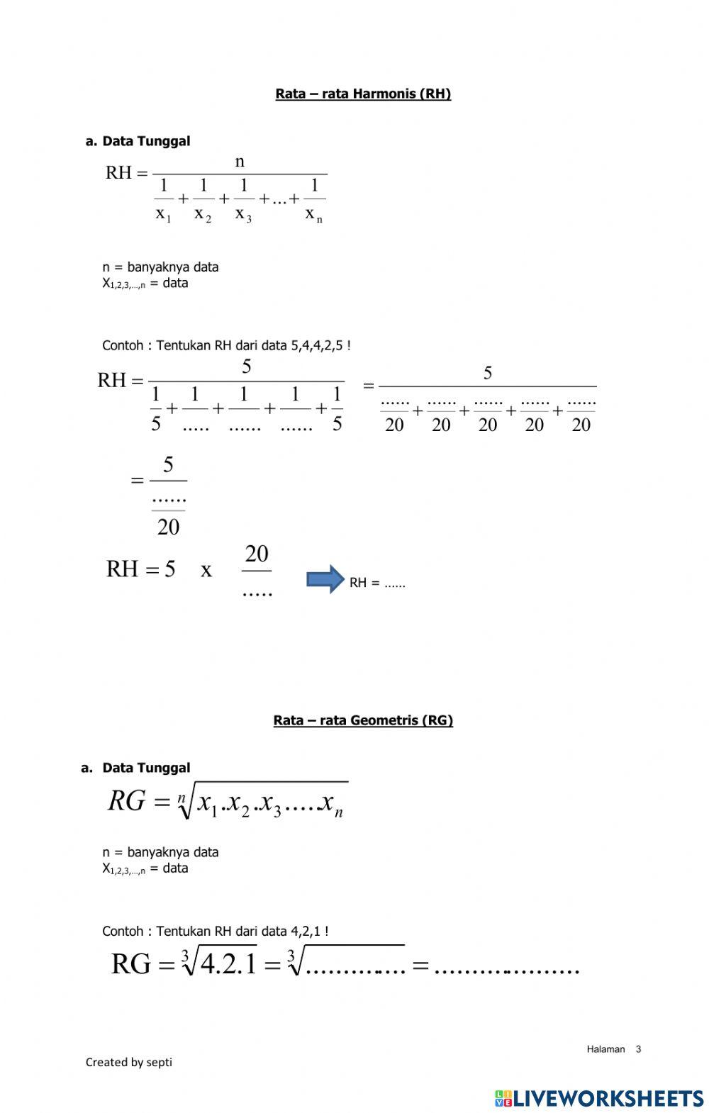 Rataan Sementara,Koding, RH, RG