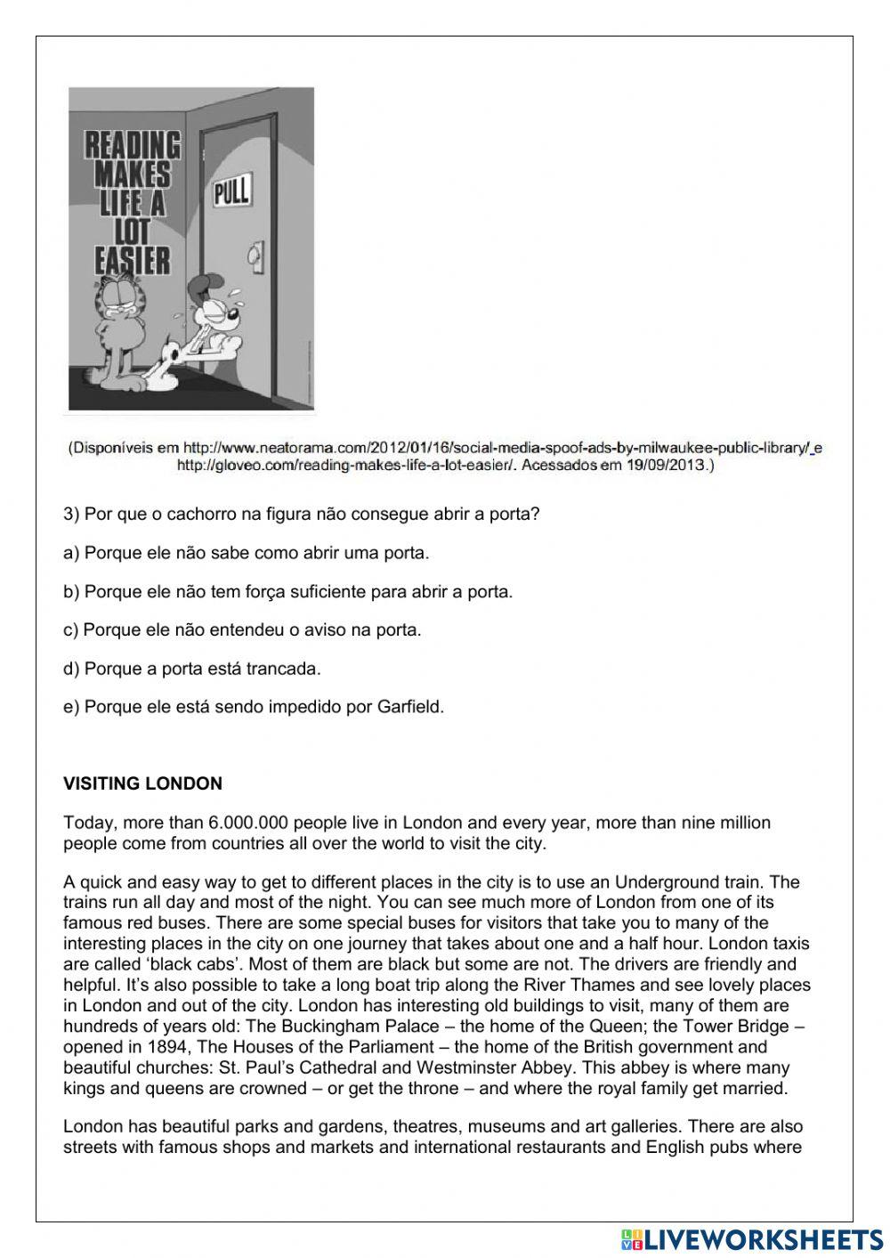 Avaliação bimestral de inglês 3º ano em - 3º bimestre